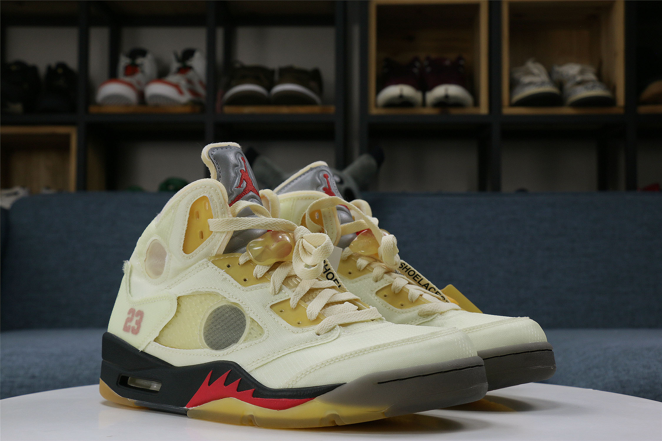 Off White x Air Jordan 5 Retro Sail/Plot twist (LN5 A1 Batch)