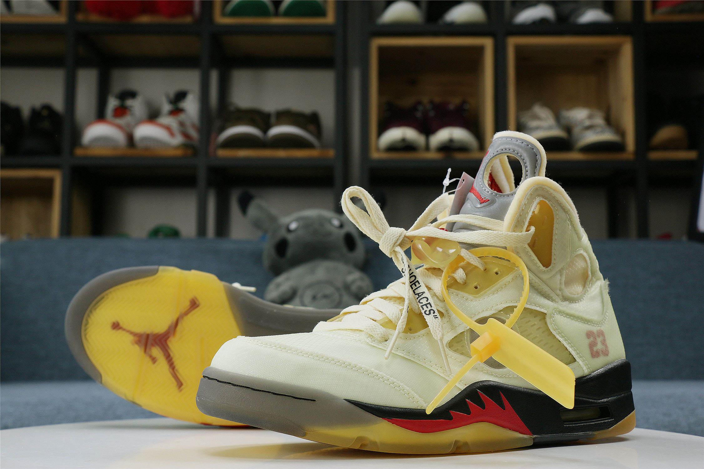 Off White x Air Jordan 5 Retro Sail/Plot twist (LN5 A1 Batch)