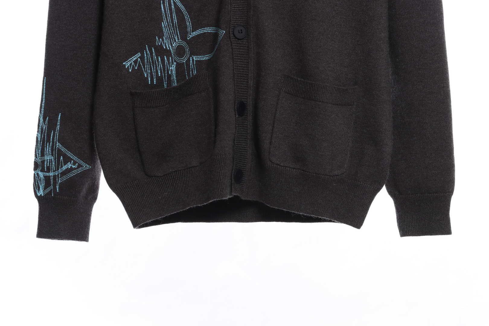 L-VxFREQUENCY Irregular Embroidered Mohair Cardigan