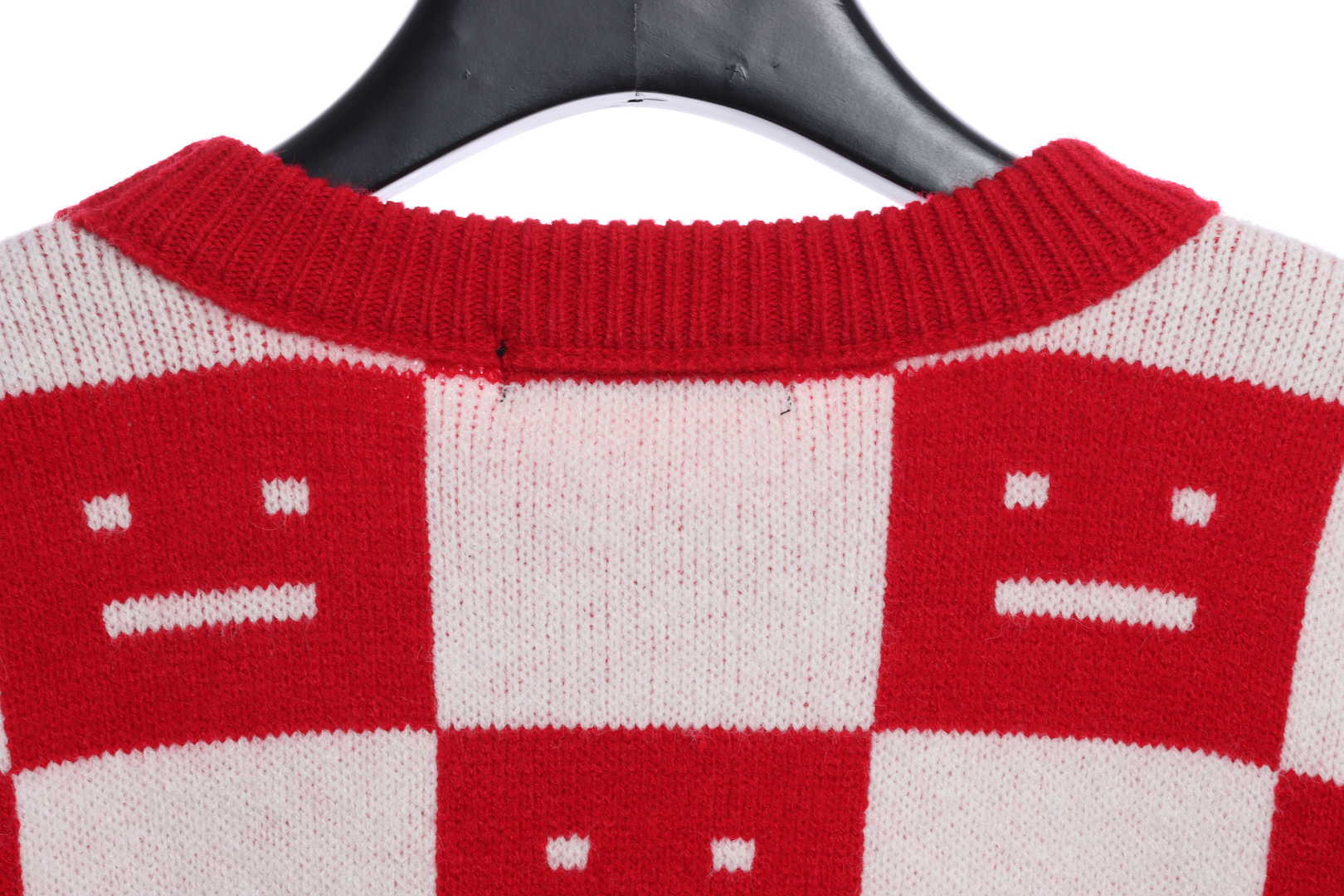 22S SACNE STUDIOS Checkerboard Square Smiley Crew Neck Sweater