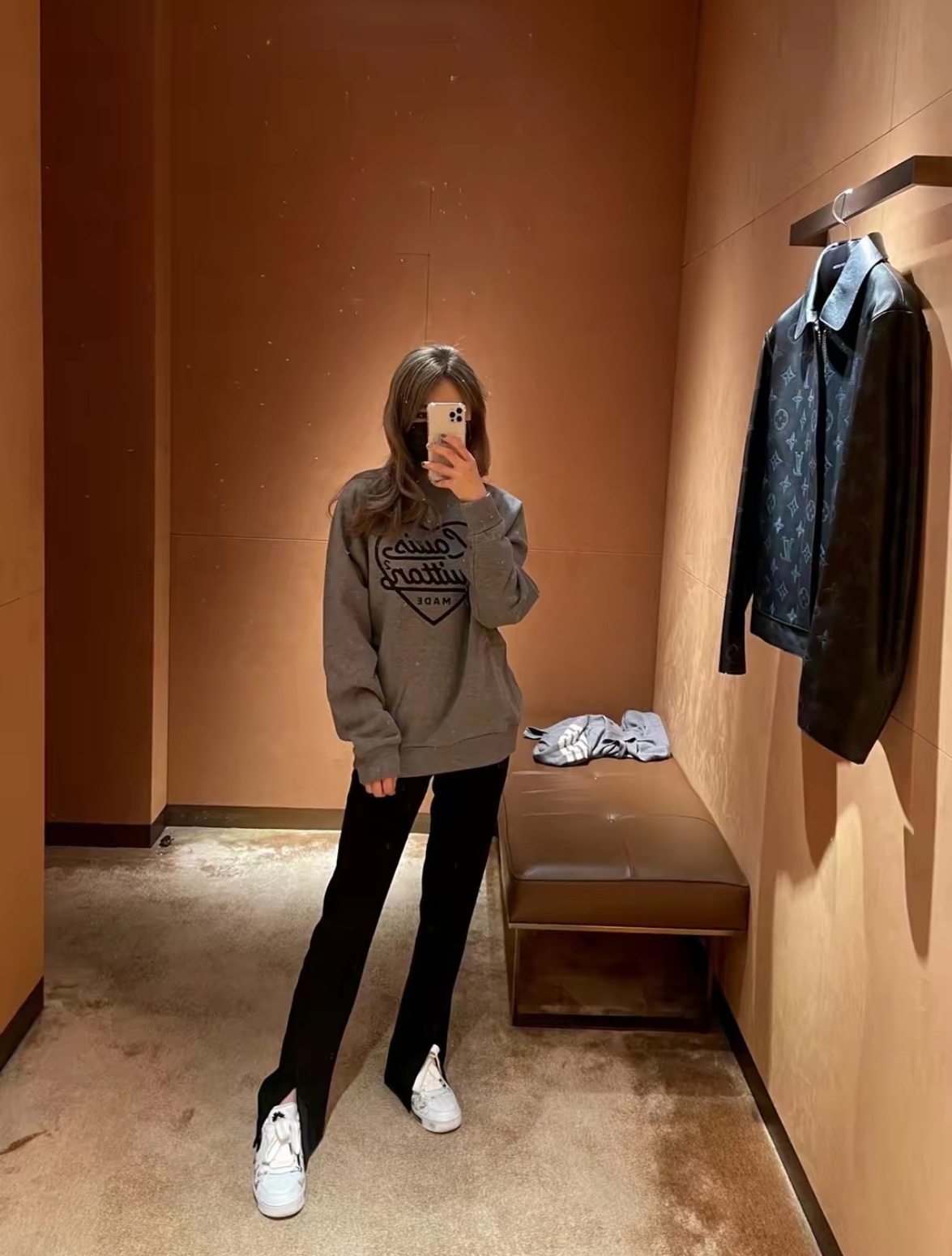 L× Nigo 2022ss co-branded version 2.0 love foam print round neck sweater