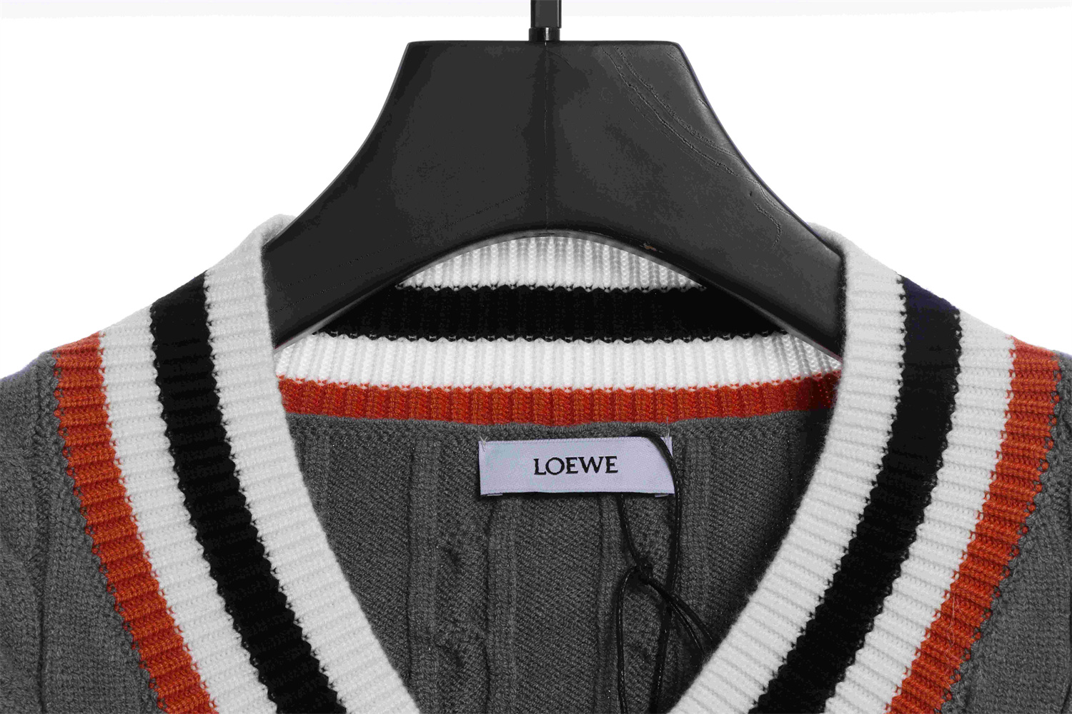 LOEVVE SS22 striped color block V-neck pullover sweater