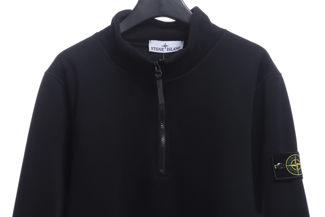 Stone Island Stand Collar Half Zip Long Sleeve Sweatshirt