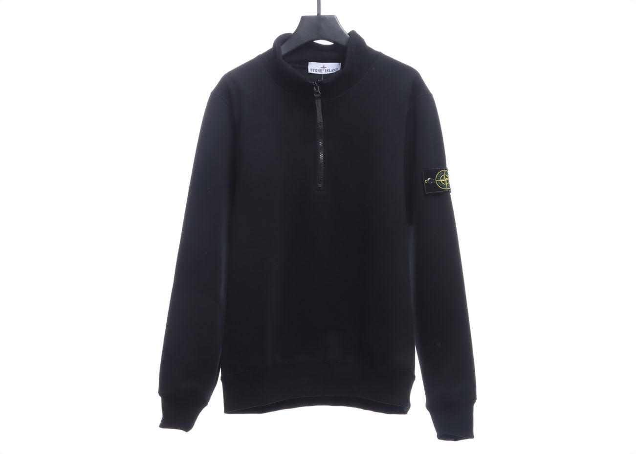 Stone Island Stand Collar Half Zip Long Sleeve Sweatshirt