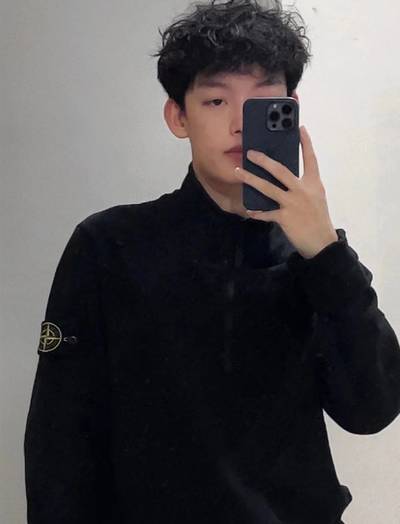 Stone Island Stand Collar Half Zip Long Sleeve Sweatshirt