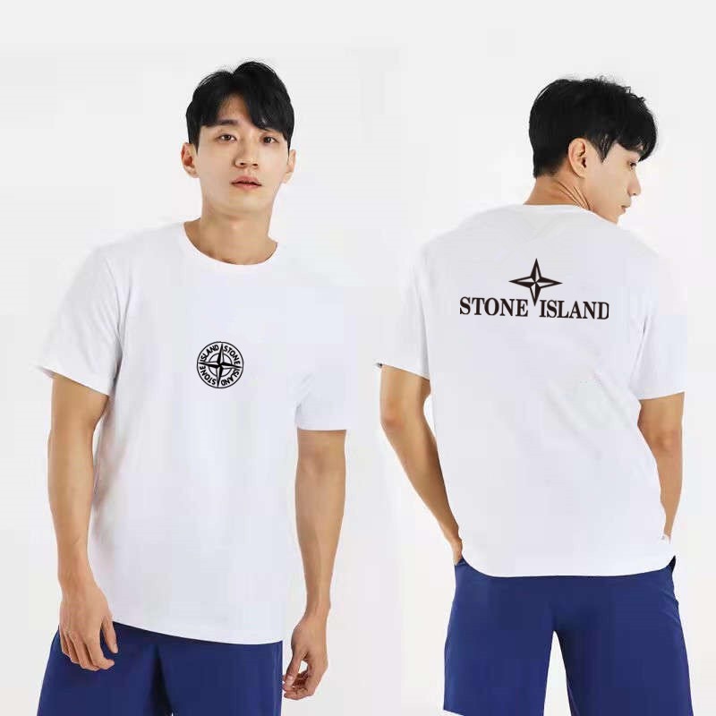 Stone island cross logo printing short sleeves