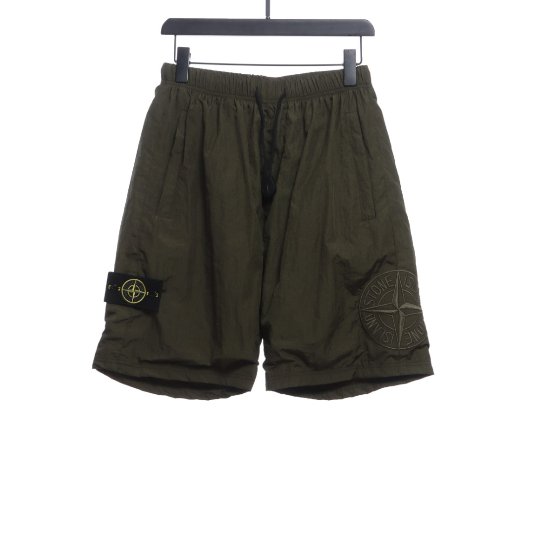 Stone Island Side compass large embroidered shorts gray