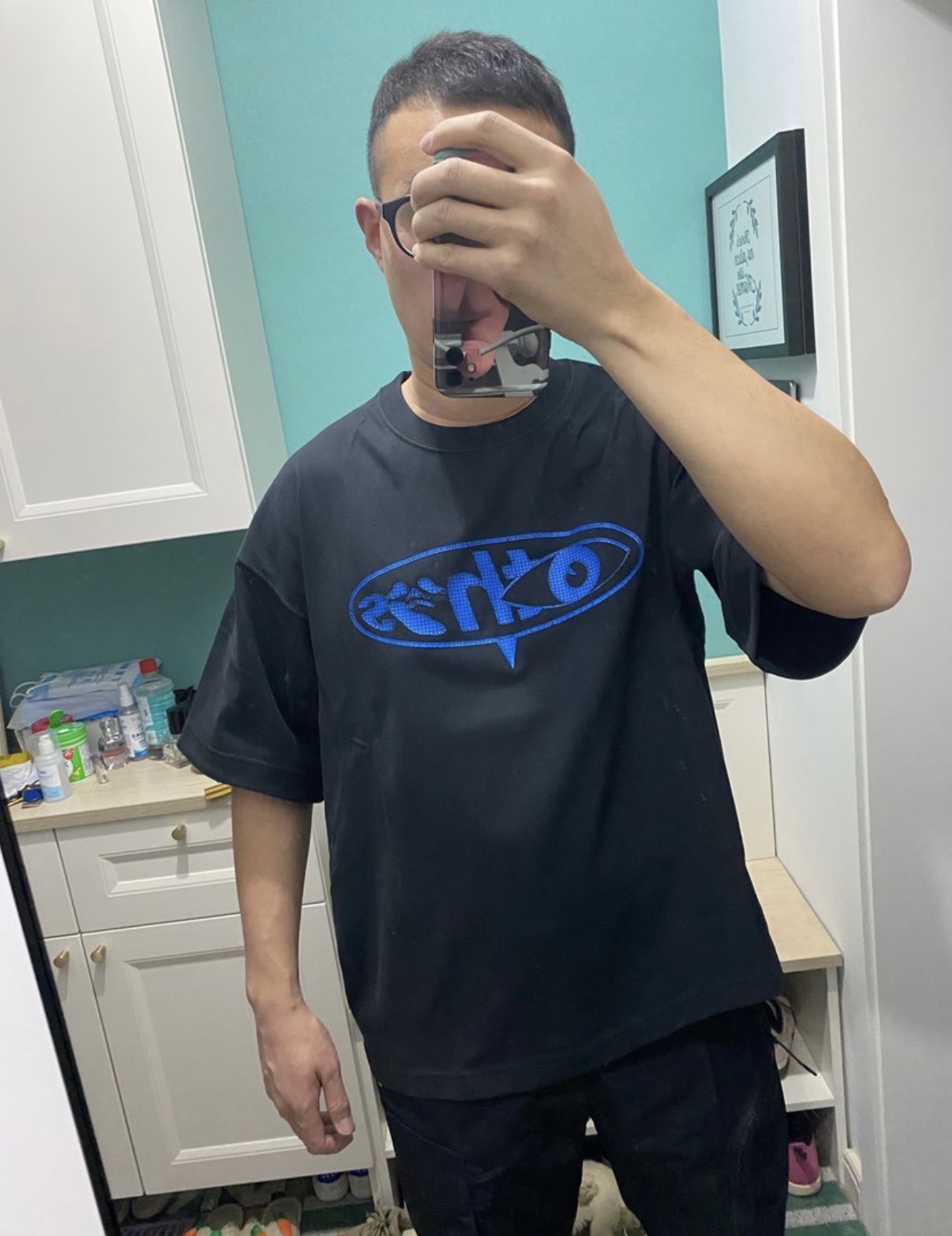 Nike co-OW asymmetrical hem letter printing short sleeves