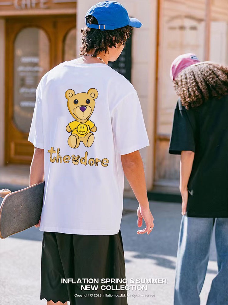 Drew cartoon fun bear printing short sleeves
