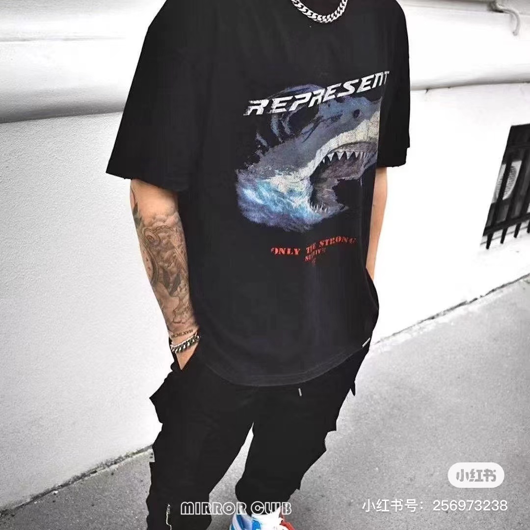 Represent Shark Distressed Wash Short Sleeves