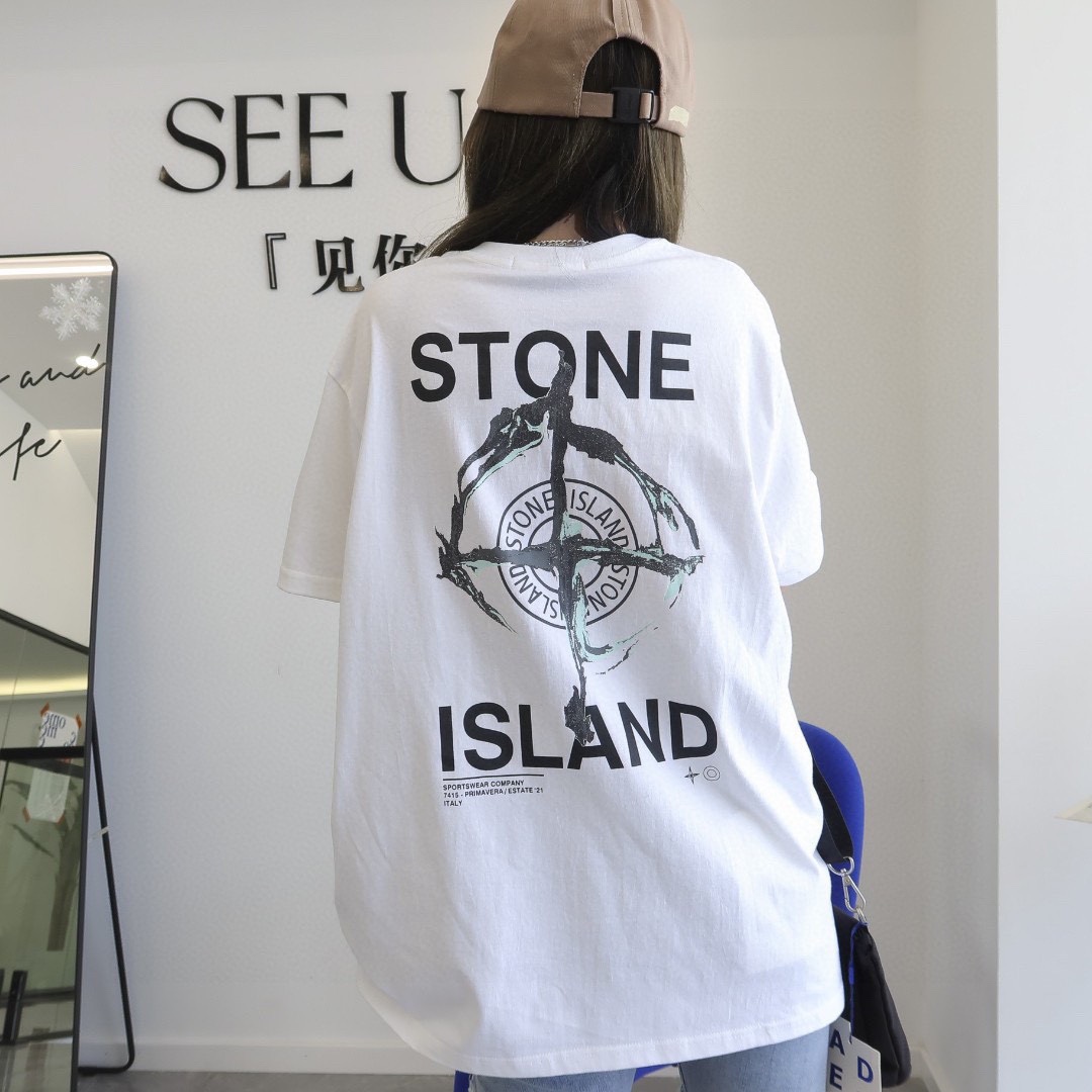 Stone Island Stone island ruins compass printing short sleeves