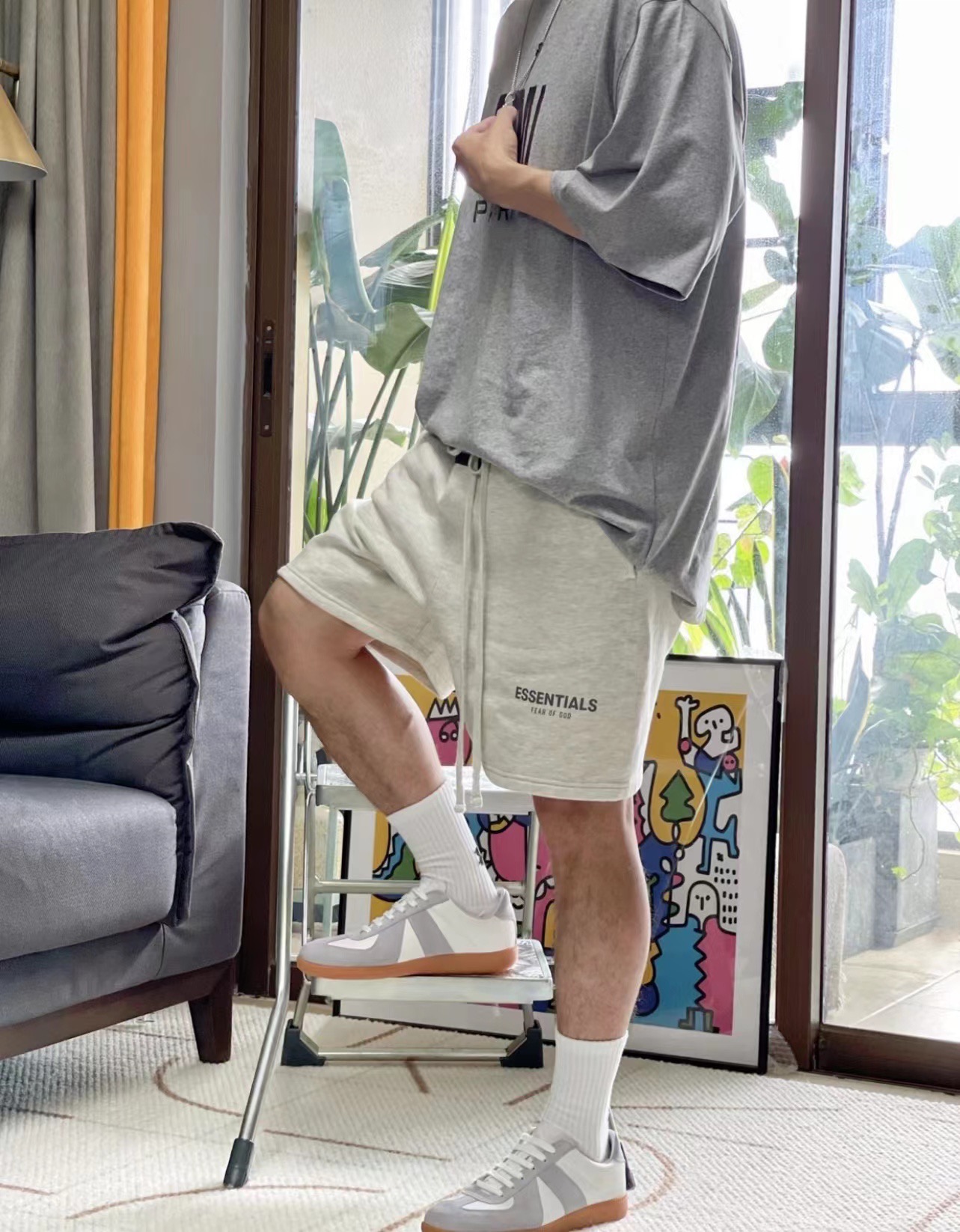 FOG Eighth Season Flocked Print Letter Shorts