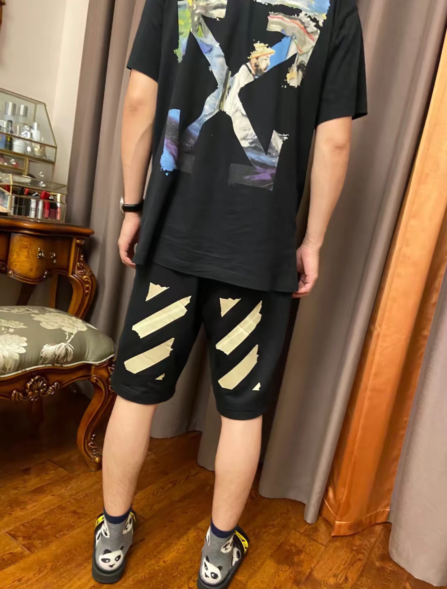 OW striped printed shorts