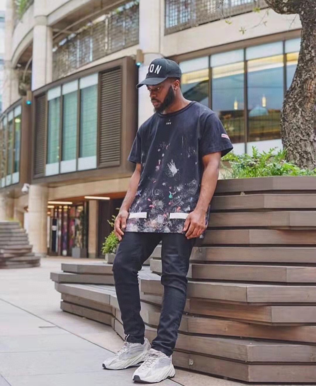 OW starry sky fireworks splash ink arrow short sleeves