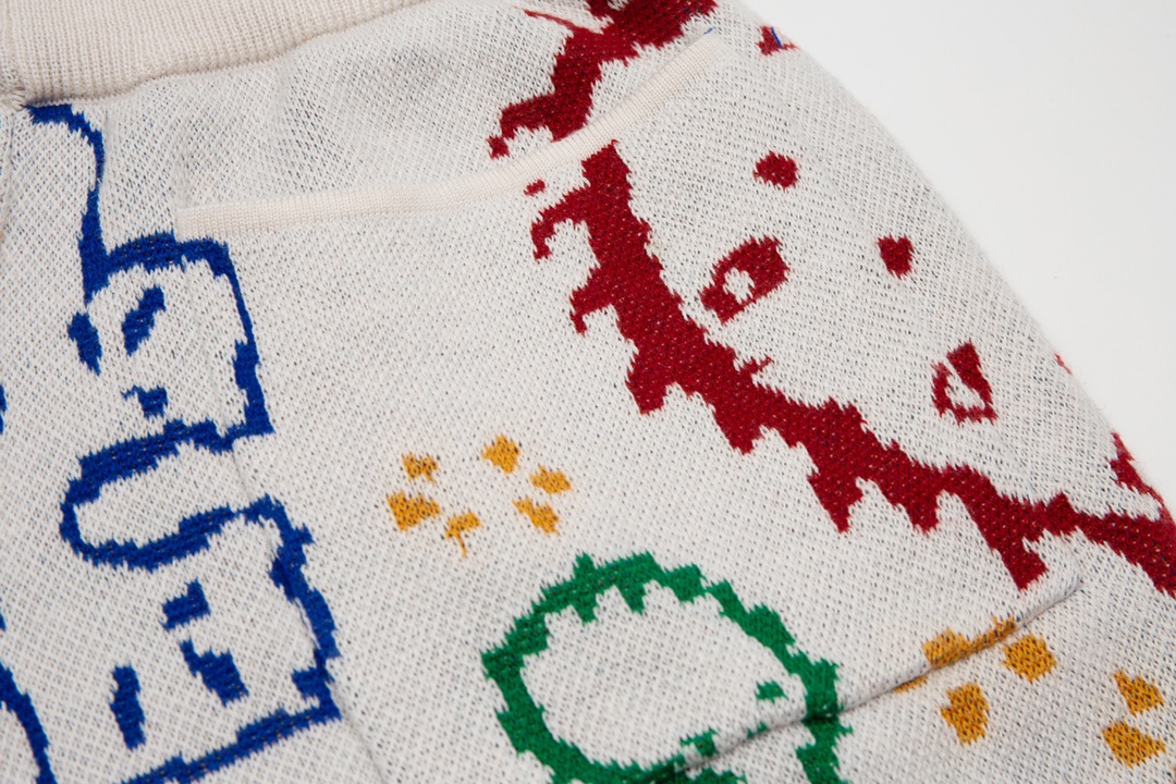 Rhud3 2023ss men’s and women’s same style cashew flower knitted shorts