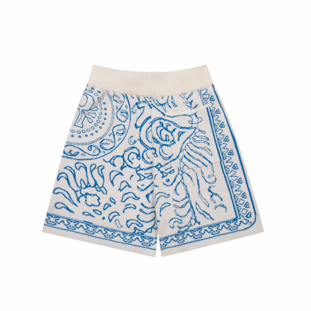 Rhud3 2023ss men’s and women’s identical Danube blue knitted shorts