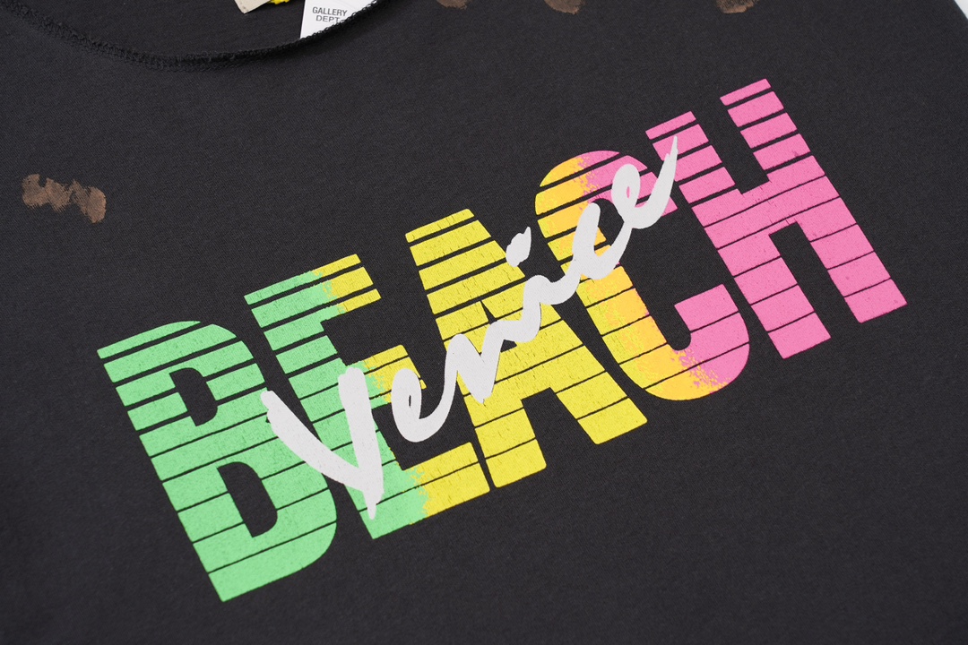 Gallery Dep Make old sleeveless shoulder color letter printed short-sleeved T-shirts