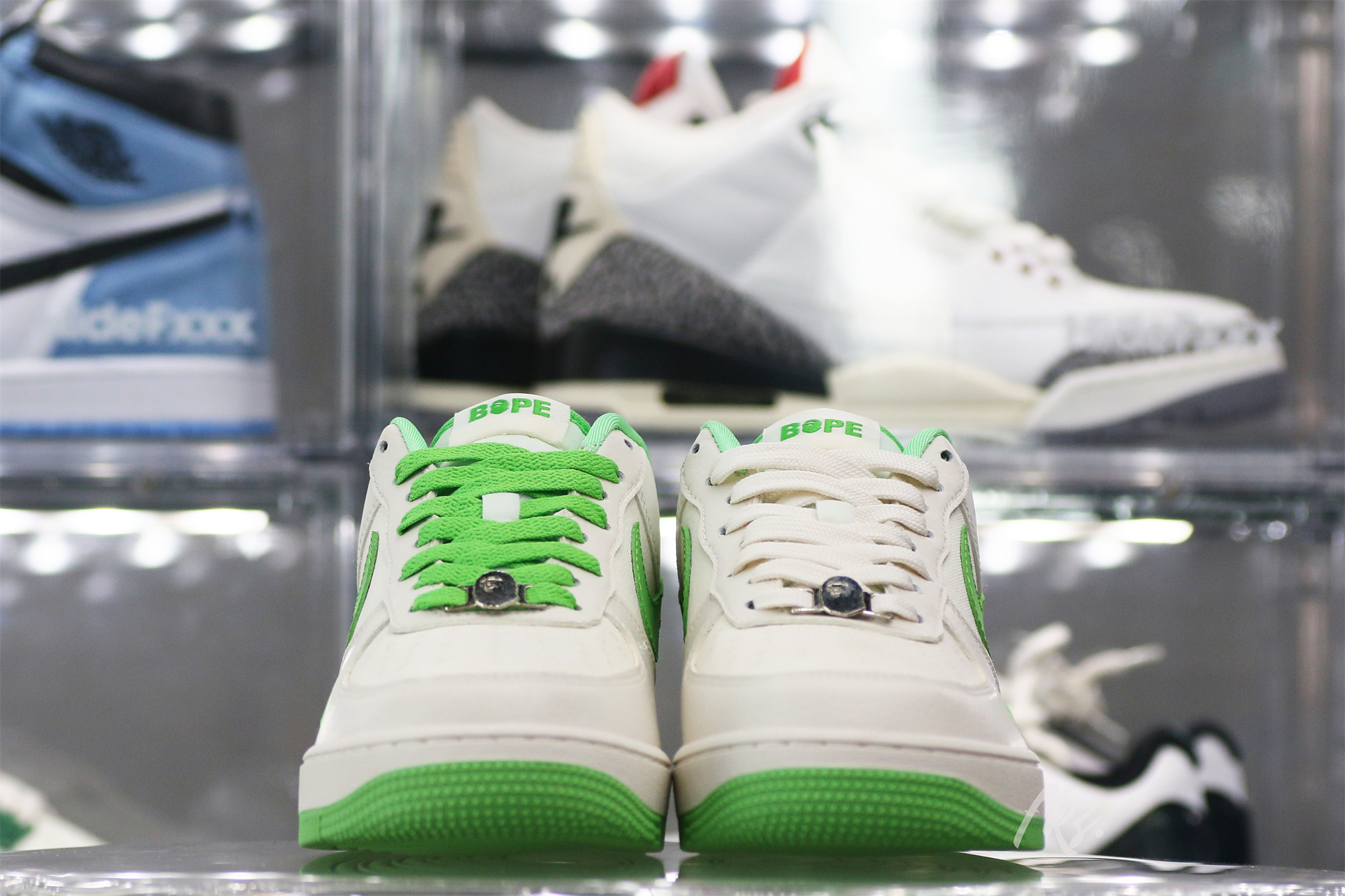 Bape X Nike Air Force 1 White Green Custom shoes