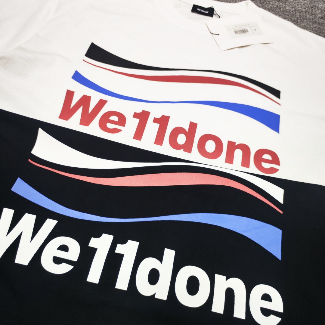 WE11D0NETRACK Sea wave with three stripes T-Shirt