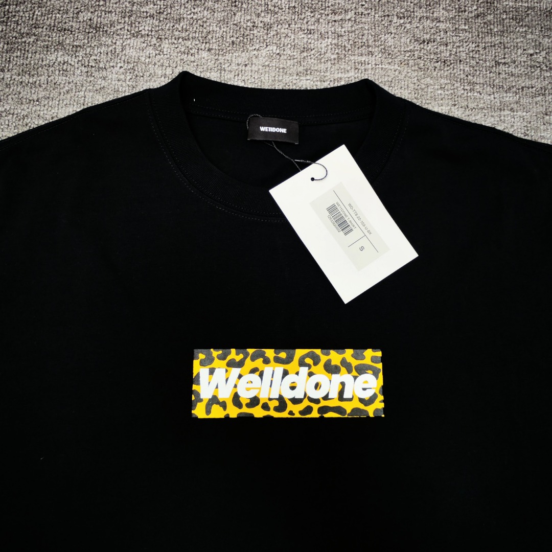 WE11D0NETRACK Leopard print Box Log T-Shirt