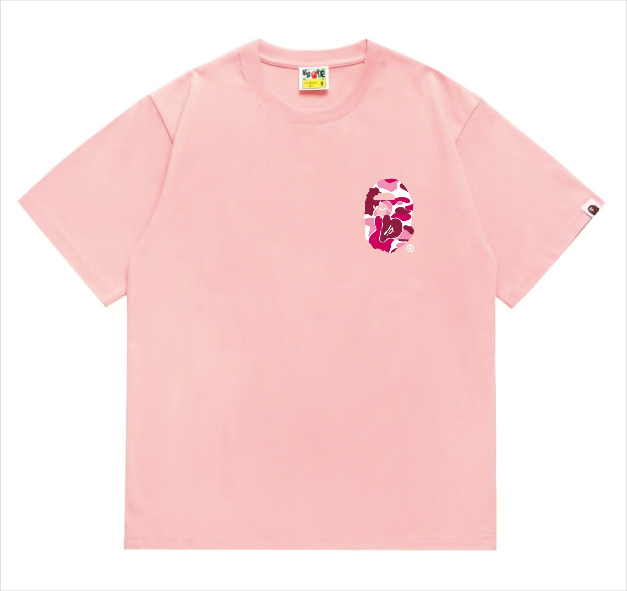 BAPE×Stuss! Pink Color Camo By Bathing Tee