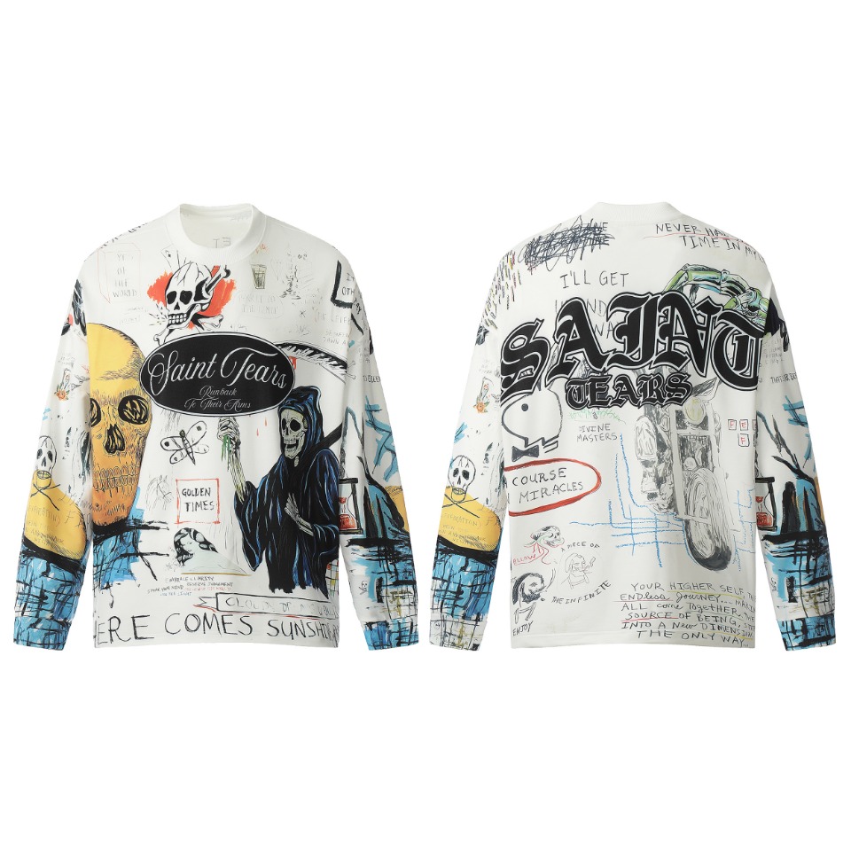 Saint Mich@el Tears Skull Full Print Long Sleeve