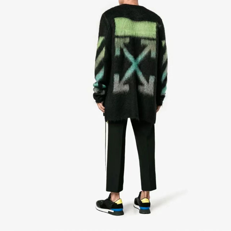 Off White black and red color-block long-sleeve sweater