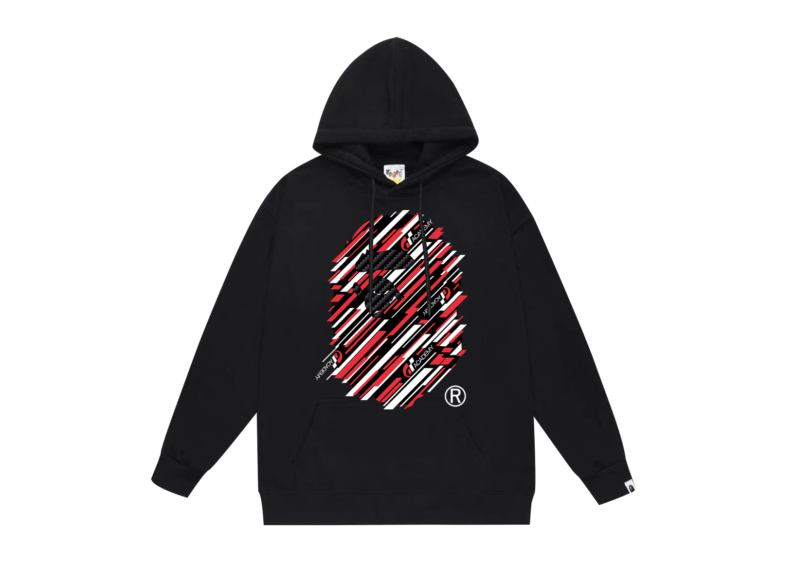 BAPE × Gran Turismo collaboration diagonal-striped Ape Head logo hoodie