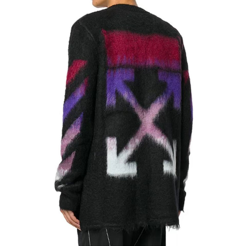 Off White black and red color-block long-sleeve sweater