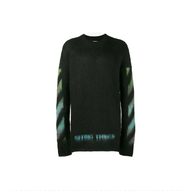 Off White black and red color-block long-sleeve sweater