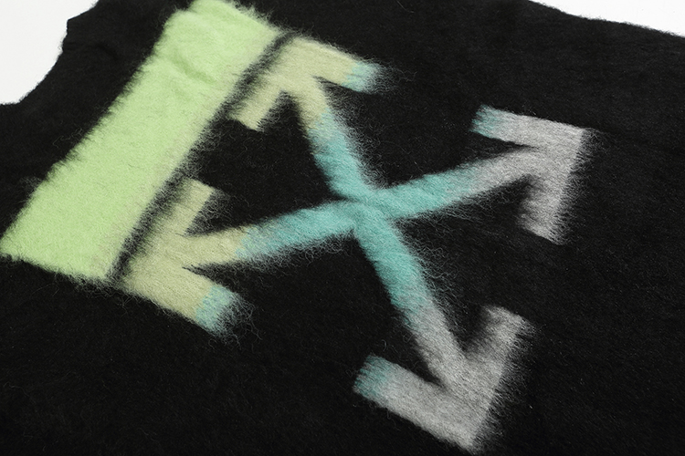 Off White black and red color-block long-sleeve sweater