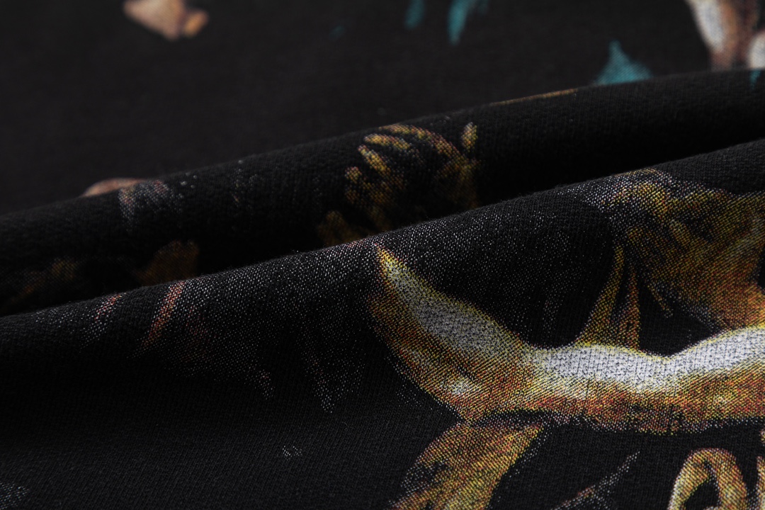 Off-White 24SS new colorful portrait oil painting washed hoodie Black