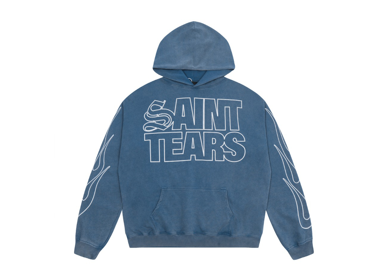 Saint Mich@el tears washed distressed salt-treated 400g heavy-weight vintage terry cloth hoodie