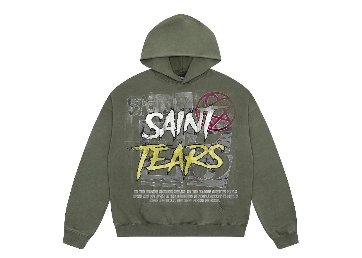 Saint Mich@el tears washed distressed salt-treated 400g heavy-weight vintage terry cloth hoodie