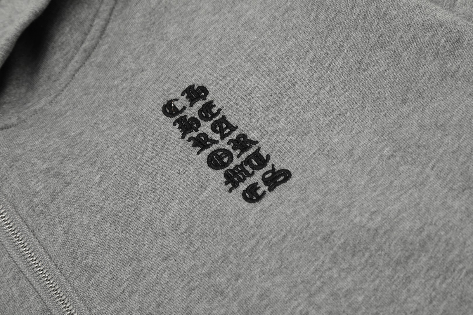 Chrome Hearts gray embroidered and printed heavy-duty zip-up hoodie