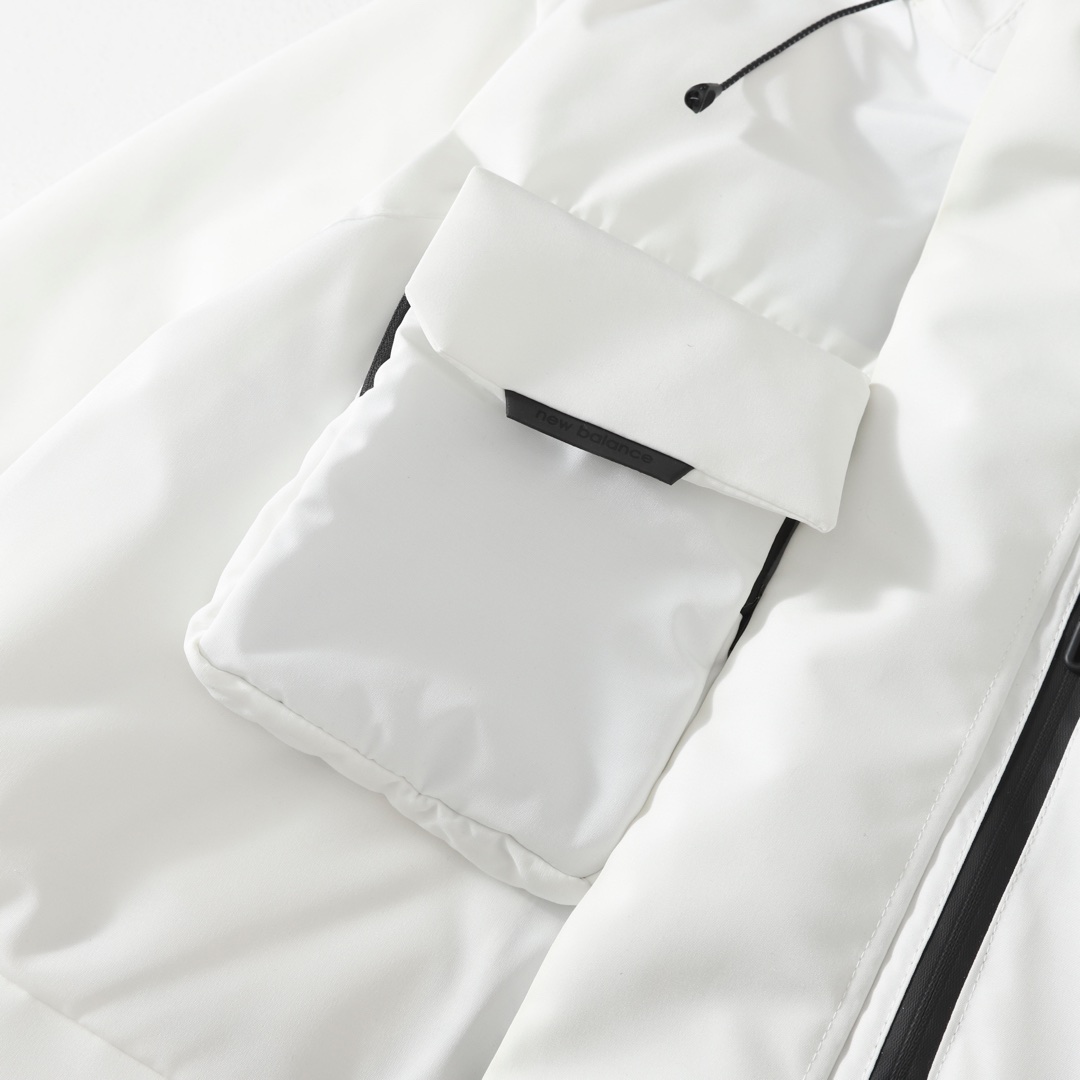 New Balance Solid-color Fur-trimmed Mid-length Hooded Down Jacket