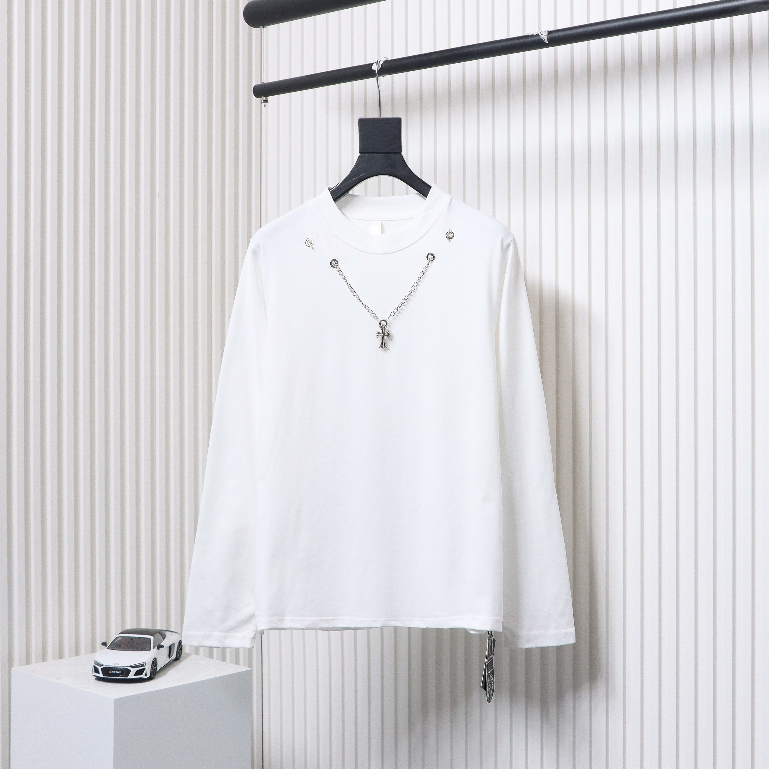 Chorme Heart Cross pendant Long Sleeve T-Shirt